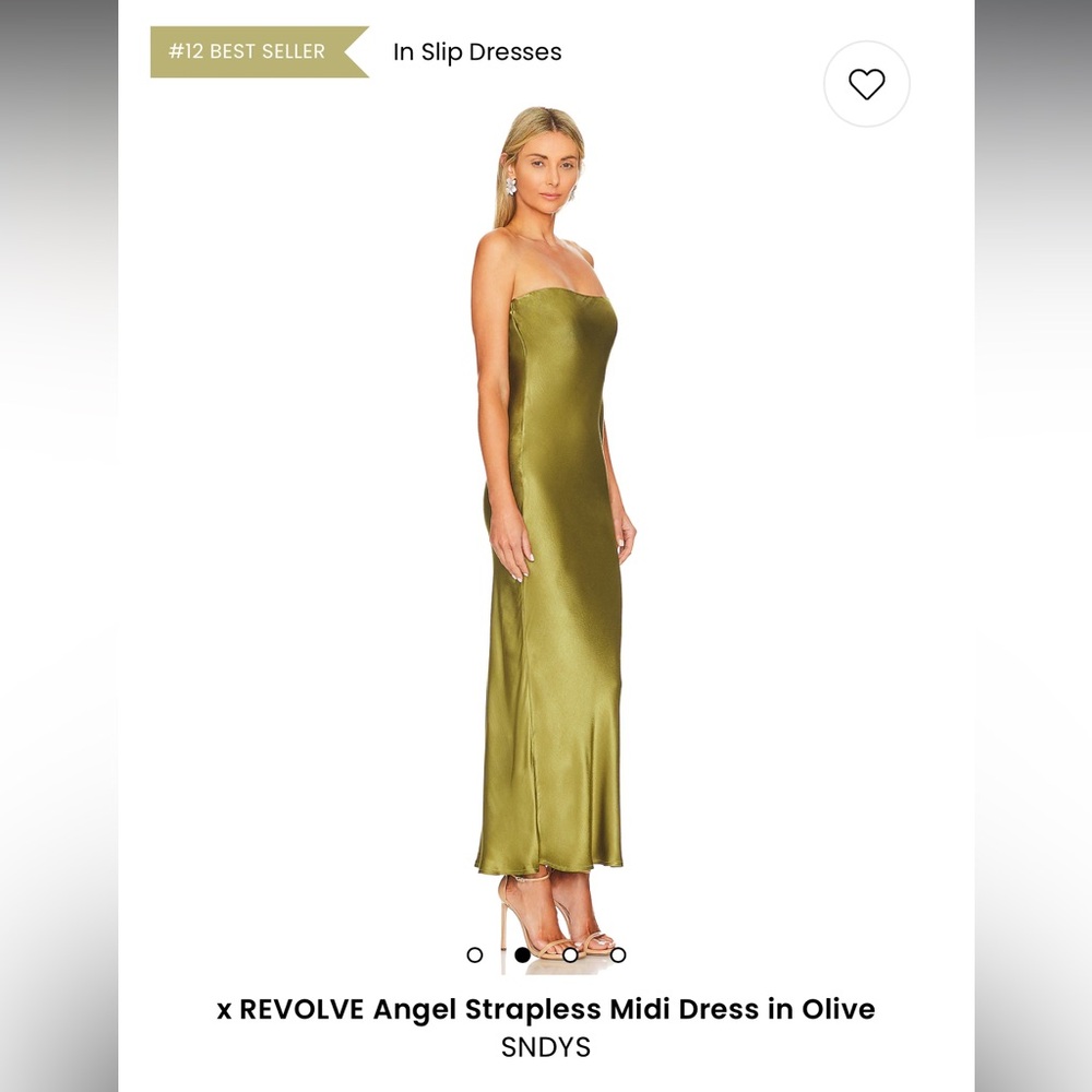 SNDYS Angel Strapless Midi Dress Olive